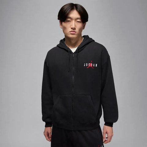 Jordan Brooklyn Fleece Oversize Stretch Full-Zip Hoodie Black" IB9095-010 фото